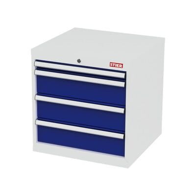 Armoire à tiroirs STIER, avec 4 tiroirs, lxPxH 600x575x620 mm, gris clair/bleu gentiane (905040) - Publicité Armoire à tiroirs STIER, avec 4 tiroirs, lxPxH 600x575x620 mm, gris clair/bleu gentiane (905040) - Publicité