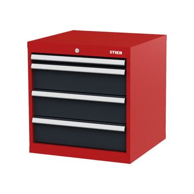 Armoire à tiroirs STIER, avec 4 tiroirs, lxPxH 600x575x620 mm, rouge/gris anthracite (904968) - Publicité Armoire à tiroirs STIER, avec 4 tiroirs, lxPxH 600x575x620 mm, rouge/gris anthracite (904968) - Publicité