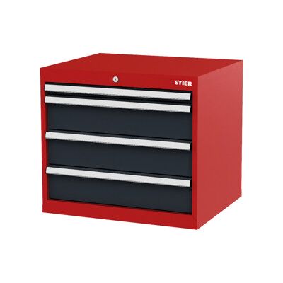 Armoire à tiroirs STIER, avec 4 tiroirs, lxPxH 700x575x620 mm, rouge/gris anthracite (904986) - Publicité Armoire à tiroirs STIER, avec 4 tiroirs, lxPxH 700x575x620 mm, rouge/gris anthracite (904986) - Publicité