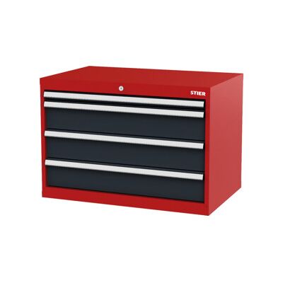 Armoire à tiroirs STIER, avec 4 tiroirs, lxPxH 900x575x620 mm, rouge/gris anthracite (905004) - Publicité Armoire à tiroirs STIER, avec 4 tiroirs, lxPxH 900x575x620 mm, rouge/gris anthracite (905004) - Publicité