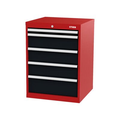 Armoire à tiroirs STIER, avec 5 tiroirs, lxPxH 600x575x820 mm, rouge/gris anthracite (904971) - Publicité Armoire à tiroirs STIER, avec 5 tiroirs, lxPxH 600x575x820 mm, rouge/gris anthracite (904971) - Publicité