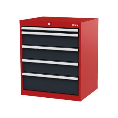 Armoire à tiroirs STIER, avec 5 tiroirs, lxPxH 700x575x820 mm, rouge/gris anthracite (904988) - Publicité Armoire à tiroirs STIER, avec 5 tiroirs, lxPxH 700x575x820 mm, rouge/gris anthracite (904988) - Publicité