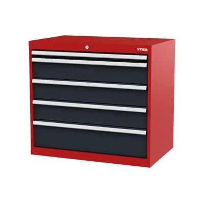 Armoire à tiroirs STIER, avec 5 tiroirs, lxPxH 900x575x820 mm, rouge/gris anthracite (905006) - Publicité Armoire à tiroirs STIER, avec 5 tiroirs, lxPxH 900x575x820 mm, rouge/gris anthracite (905006) - Publicité