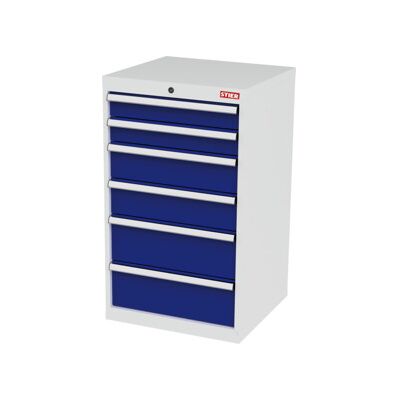 Armoire à tiroirs STIER, avec 6 tiroirs, lxPxH 600x575x1020 mm, gris clair/bleu gentiane (905047) - Publicité Armoire à tiroirs STIER, avec 6 tiroirs, lxPxH 600x575x1020 mm, gris clair/bleu gentiane (905047) - Publicité