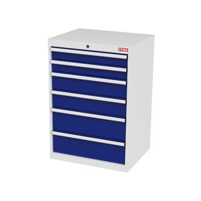Armoire à tiroirs STIER, avec 6 tiroirs, lxPxH 700x575x1020 mm, gris clair/bleu gentiane (905065) - Publicité Armoire à tiroirs STIER, avec 6 tiroirs, lxPxH 700x575x1020 mm, gris clair/bleu gentiane (905065) - Publicité