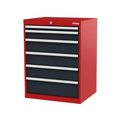 Armoire à tiroirs STIER, avec 6 tiroirs, lxPxH 700x575x920 mm, rouge/gris anthracite (904991) - Publicité Armoire à tiroirs STIER, avec 6 tiroirs, lxPxH 700x575x920 mm, rouge/gris anthracite (904991) - Publicité