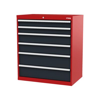 Armoire à tiroirs STIER avec 6 tiroirs, lxPxH 900x575x1020 mm, RAL 3020 / RAL 7016 (906263) - Publicité Armoire à tiroirs STIER avec 6 tiroirs, lxPxH 900x575x1020 mm, RAL 3020 / RAL 7016 (906263) - Publicité