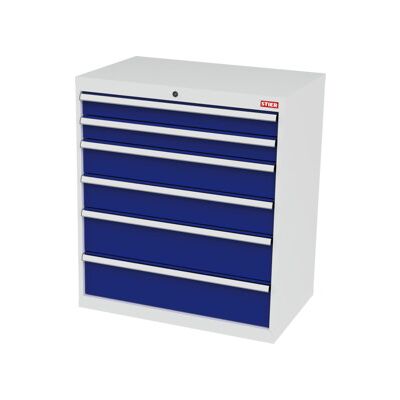 Armoire à tiroirs STIER avec 6 tiroirs, lxPxH 900x575x1020 mm, RAL 7035 / RAL 5010 (906262) - Publicité Armoire à tiroirs STIER avec 6 tiroirs, lxPxH 900x575x1020 mm, RAL 7035 / RAL 5010 (906262) - Publicité