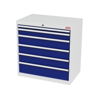 Armoire à tiroirs STIER, avec 6 tiroirs, lxPxH 900x575x920 mm, gris clair/bleu gentiane (905081) - Publicité Armoire à tiroirs STIER, avec 6 tiroirs, lxPxH 900x575x920 mm, gris clair/bleu gentiane (905081) - Publicité
