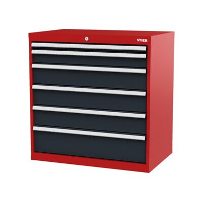 Armoire à tiroirs STIER, avec 6 tiroirs, lxPxH 900x575x920 mm, rouge/gris anthracite (905009) - Publicité Armoire à tiroirs STIER, avec 6 tiroirs, lxPxH 900x575x920 mm, rouge/gris anthracite (905009) - Publicité