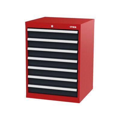 Armoire à tiroirs STIER avec 7 tiroirs, lxPxH 600x575x820 mm, RAL 3020 / RAL 7016 (906266) - Publicité Armoire à tiroirs STIER avec 7 tiroirs, lxPxH 600x575x820 mm, RAL 3020 / RAL 7016 (906266) - Publicité