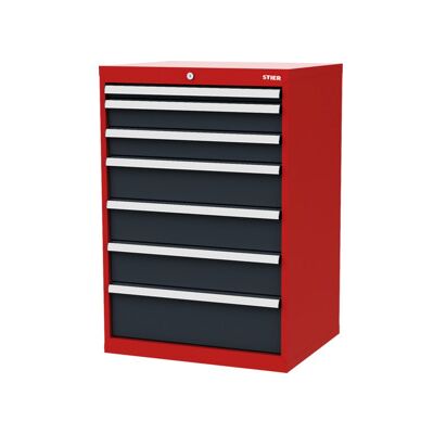 Armoire à tiroirs STIER, avec 7 tiroirs, lxPxH 700x575x1 020 mm, rouge/gris anthracite (904995) - Publicité Armoire à tiroirs STIER, avec 7 tiroirs, lxPxH 700x575x1 020 mm, rouge/gris anthracite (904995) - Publicité