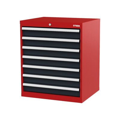Armoire à tiroirs STIER, avec 7 tiroirs, lxPxH 700x575x820 mm, rouge/gris anthracite (904987) - Publicité Armoire à tiroirs STIER, avec 7 tiroirs, lxPxH 700x575x820 mm, rouge/gris anthracite (904987) - Publicité