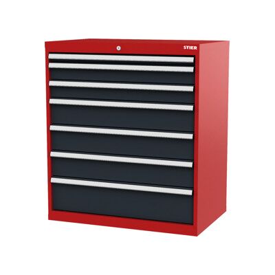 Armoire à tiroirs STIER, avec 7 tiroirs, lxPxH 900x575x1 020 mm, rouge/gris anthracite (905010) - Publicité Armoire à tiroirs STIER, avec 7 tiroirs, lxPxH 900x575x1 020 mm, rouge/gris anthracite (905010) - Publicité