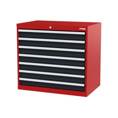 Armoire à tiroirs STIER, avec 7 tiroirs, lxPxH 900x575x820 mm, rouge/gris anthracite (905005) - Publicité Armoire à tiroirs STIER, avec 7 tiroirs, lxPxH 900x575x820 mm, rouge/gris anthracite (905005) - Publicité