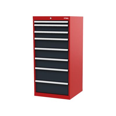 Armoire à tiroirs STIER, avec 8 tiroirs, lxPxH 600x575x1 220 mm, rouge/gris anthracite (904981) - Publicité Armoire à tiroirs STIER, avec 8 tiroirs, lxPxH 600x575x1 220 mm, rouge/gris anthracite (904981) - Publicité
