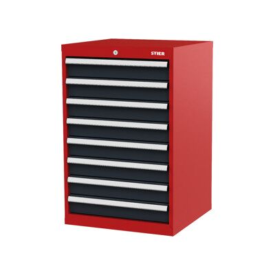 Armoire à tiroirs STIER, avec 8 tiroirs, lxPxH 600x575x920 mm, rouge/gris anthracite (904974) - Publicité Armoire à tiroirs STIER, avec 8 tiroirs, lxPxH 600x575x920 mm, rouge/gris anthracite (904974) - Publicité