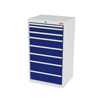 Armoire à tiroirs STIER, avec 8 tiroirs, lxPxH 700x575x1220 mm, gris clair/bleu gentiane (905071) - Publicité Armoire à tiroirs STIER, avec 8 tiroirs, lxPxH 700x575x1220 mm, gris clair/bleu gentiane (905071) - Publicité