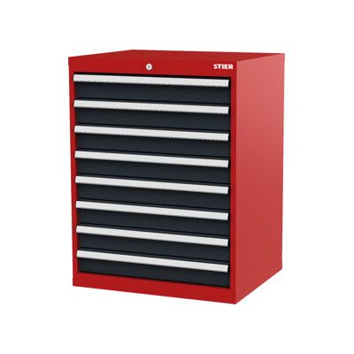 Armoire à tiroirs STIER, avec 8 tiroirs, lxPxH 700x575x920 mm, rouge/gris anthracite (904990) - Publicité Armoire à tiroirs STIER, avec 8 tiroirs, lxPxH 700x575x920 mm, rouge/gris anthracite (904990) - Publicité