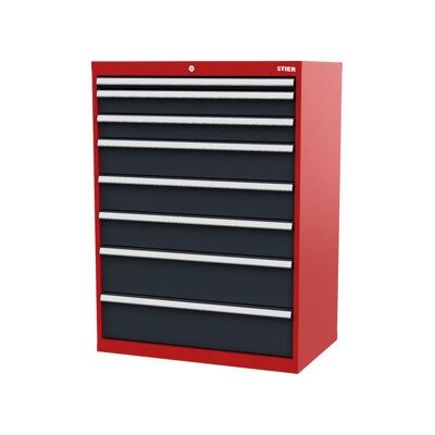 Armoire à tiroirs STIER, avec 8 tiroirs, lxPxH 900x575x1220 mm, rouge/gris anthracite (905014) - Publicité Armoire à tiroirs STIER, avec 8 tiroirs, lxPxH 900x575x1220 mm, rouge/gris anthracite (905014) - Publicité