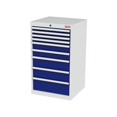 Armoire à tiroirs STIER, avec 9 tiroirs, lxPxH 600x575x1020 mm, gris clair/bleu gentiane (905051) - Publicité Armoire à tiroirs STIER, avec 9 tiroirs, lxPxH 600x575x1020 mm, gris clair/bleu gentiane (905051) - Publicité