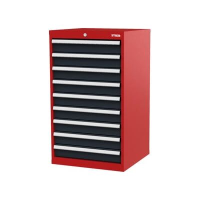 Armoire à tiroirs STIER, avec 9 tiroirs, lxPxH 600x575x1020 mm, rouge/gris anthracite (904976) - Publicité Armoire à tiroirs STIER, avec 9 tiroirs, lxPxH 600x575x1020 mm, rouge/gris anthracite (904976) - Publicité