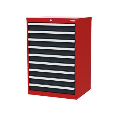 Armoire à tiroirs STIER, avec 9 tiroirs, lxPxH 700x575x1 020 mm, rouge/gris anthracite (904994) - Publicité Armoire à tiroirs STIER, avec 9 tiroirs, lxPxH 700x575x1 020 mm, rouge/gris anthracite (904994) - Publicité
