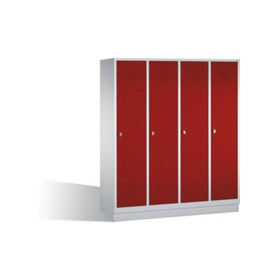 C+P Vestiaire Classic sur socle, 4 compartiments, H1800×I1590×P500mm, façade rubis, corps gris clair ; C + P Möbelsysteme (8020-42 S10000) - Publicité C+P Vestiaire Classic sur socle, 4 compartiments, H1800×I1590×P500mm, façade rubis, corps gris clair ; C + P Möbelsysteme (8020-42 S10000) - Publicité