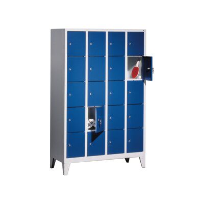 C+P Armoire à casiers Classic sur pieds, 20 casiers, H1850×I1190×P500 mm, façade bleu gentiane, corps gris clair ; C + P Möbelsysteme (8010-405 S10001) - Publicité C+P Armoire à casiers Classic sur pieds, 20 casiers, H1850×I1190×P500 mm, façade bleu gentiane, corps gris clair ; C + P Möbelsysteme (8010-405 S10001) - Publicité