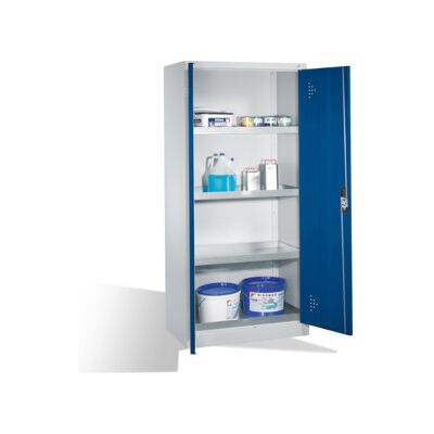 Armoire d'environnement C+P avec portes battantes, 4 tablettes pour bacs, H1950xL930xP500mm Façade bleu gentiane Corps gris clair ; C + P Möbelsysteme (8921-315 S10326) - Publicité Armoire d'environnement C+P avec portes battantes, 4 tablettes pour bacs, H1950xL930xP500mm Façade bleu gentiane Corps gris clair ; C + P Möbelsysteme (8921-315 S10326) - Publicité