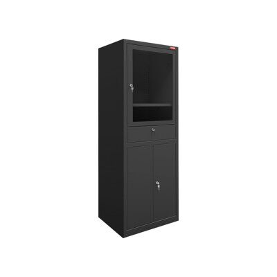 Armoire d'ordinateur avec tiroir et portes STIER 1750x650x550mm, noire (904433) - Publicité Armoire d'ordinateur avec tiroir et portes STIER 1750x650x550mm, noire (904433) - Publicité