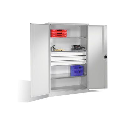 C + P Möbelsysteme Armoire pour charges lourdes C+P avec portes battantes, 3 tablettes et 3 tiroirs, H1950xL1200xP500mm Façade gris clair Corps gris clair ; C + P Möbels (8931-5230 S10078) - Publicité C + P Möbelsysteme Armoire pour charges lourdes C+P avec portes battantes, 3 tablettes et 3 tiroirs, H1950xL1200xP500mm Façade gris clair Corps gris clair ; C + P Möbels (8931-5230 S10078) - Publicité
