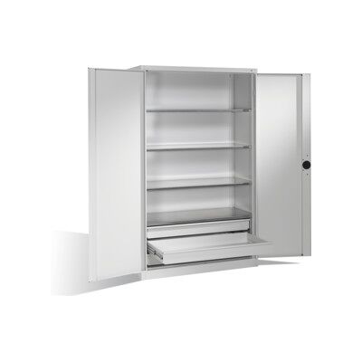 C + P Möbelsysteme Armoire pour charges lourdes C+P avec portes battantes, 4 tablettes et 3 tiroirs, H1950xL1200xP500mm Façade gris clair Corps gris clair ; C + P Möbels (8931-523 S10055) - Publicité C + P Möbelsysteme Armoire pour charges lourdes C+P avec portes battantes, 4 tablettes et 3 tiroirs, H1950xL1200xP500mm Façade gris clair Corps gris clair ; C + P Möbels (8931-523 S10055) - Publicité
