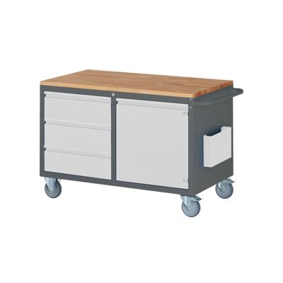 Armoire roulante STIER Premium avec 3 tiroirs et 1 porte battante, lxPxH 1 145x650x795 mm (906131) - Publicité Armoire roulante STIER Premium avec 3 tiroirs et 1 porte battante, lxPxH 1 145x650x795 mm (906131) - Publicité