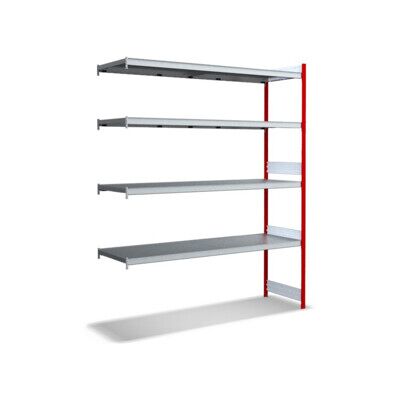 Bito Grand Rayonnage Ensemble de rayonnages supplémentaires / 350kg 2499x2016x624 Tablette 4 niveaux RAL3000 (C1256-0071) - Publicité Bito Grand Rayonnage Ensemble de rayonnages supplémentaires / 350kg 2499x2016x624 Tablette 4 niveaux RAL3000 (C1256-0071) - Publicité