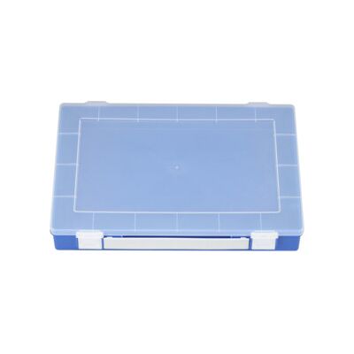 Boîte à assortiment PP PREMIUM, 0 casier de compartimentage avec poignée de transport, bleu, 225x335x55 mm ; Hünersdorff (600100) - Publicité Boîte à assortiment PP PREMIUM, 0 casier de compartimentage avec poignée de transport, bleu, 225x335x55 mm ; Hünersdorff (600100) - Publicité