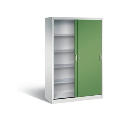 C+P Armoire à outils robuste avec portes coulissantes, 4 étagères, H1950xL1200xP500mm Face avant Reseda vert corps gris clair ; C + P Möbelsysteme (2059-002 S10022) - Publicité C+P Armoire à outils robuste avec portes coulissantes, 4 étagères, H1950xL1200xP500mm Face avant Reseda vert corps gris clair ; C + P Möbelsysteme (2059-002 S10022) - Publicité