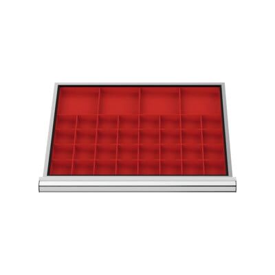 Compartimentage de tiroir STIER, bacs pour petites pièces, BLH 100 mm, dimensions intérieures 600x450 mm, 32 KTK 75x75 mm (904000) - Publicité Compartimentage de tiroir STIER, bacs pour petites pièces, BLH 100 mm, dimensions intérieures 600x450 mm, 32 KTK 75x75 mm (904000) - Publicité