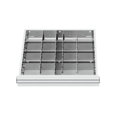 Compartimentage de tiroir STIER, séparations en métal, BLH 150/175 mm, dimensions intérieures 500x450 mm, 20 casiers, 6 x TW 125 (903939) - Publicité Compartimentage de tiroir STIER, séparations en métal, BLH 150/175 mm, dimensions intérieures 500x450 mm, 20 casiers, 6 x TW 125 (903939) - Publicité