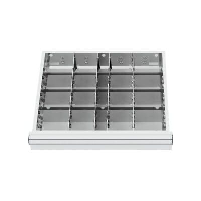 Compartimentage de tiroir STIER, séparations en métal, BLH 75 mm, dimensions intérieures 500x450 mm, 20 casiers, 6 x TW 125 (903876) - Publicité Compartimentage de tiroir STIER, séparations en métal, BLH 75 mm, dimensions intérieures 500x450 mm, 20 casiers, 6 x TW 125 (903876) - Publicité