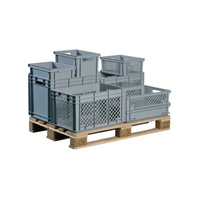 Conteneur de transport gerbable L600xl400xH340mm gris PP poignée traversante par ; Lockweiler (NB70V2-139170220118) - Publicité Conteneur de transport gerbable L600xl400xH340mm gris PP poignée traversante par ; Lockweiler (NB70V2-139170220118) - Publicité