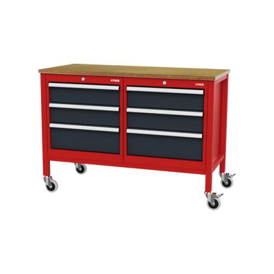 établi bureau mobile STIER avec 6 tiroirs, lxPxH 1 300x600x960 mm, RAL 3020 / RAL 7016 (904954) - Publicité établi bureau mobile STIER avec 6 tiroirs, lxPxH 1 300x600x960 mm, RAL 3020 / RAL 7016 (904954) - Publicité