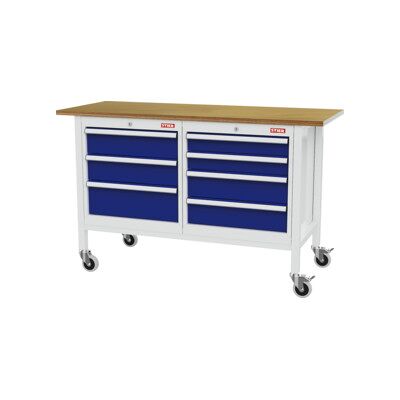 établi bureau mobile STIER avec 7 tiroirs, lxPxH 1 500x600x960 mm, RAL 7035 / RAL 5010 (905027) - Publicité établi bureau mobile STIER avec 7 tiroirs, lxPxH 1 500x600x960 mm, RAL 7035 / RAL 5010 (905027) - Publicité
