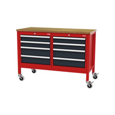 établi bureau mobile STIER avec 8 tiroirs, lxPxH 1 300x600x960 mm, RAL 3020 / RAL 7016 (904959) - Publicité établi bureau mobile STIER avec 8 tiroirs, lxPxH 1 300x600x960 mm, RAL 3020 / RAL 7016 (904959) - Publicité