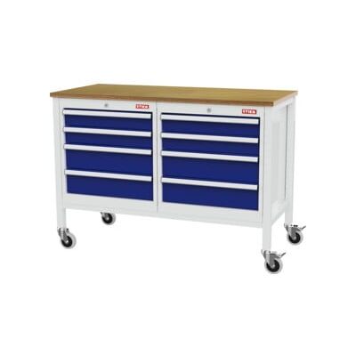 établi bureau mobile STIER avec 8 tiroirs, lxPxH 1 300x600x960 mm, RAL 7035 / RAL 5010 (905031) - Publicité établi bureau mobile STIER avec 8 tiroirs, lxPxH 1 300x600x960 mm, RAL 7035 / RAL 5010 (905031) - Publicité