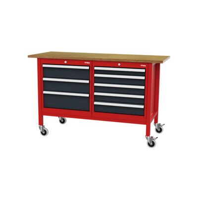 établi bureau mobile STIER avec 8 tiroirs, lxPxH 1 500x600x960 mm, RAL 3020 / RAL 7016 (904956) - Publicité établi bureau mobile STIER avec 8 tiroirs, lxPxH 1 500x600x960 mm, RAL 3020 / RAL 7016 (904956) - Publicité