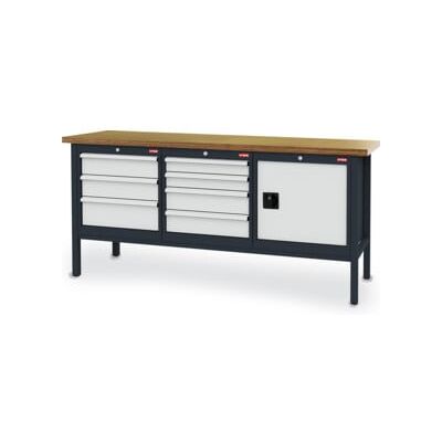 Etabli bureau STIER avec 7 tiroirs et 1 porte lxPxH 2000x600x960 mm (903968) - Publicité Etabli bureau STIER avec 7 tiroirs et 1 porte lxPxH 2000x600x960 mm (903968) - Publicité