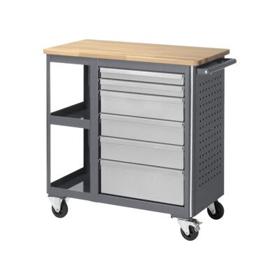 Etabli mobile STIER avec 6 tiroirs et 2 tablettes, lxPxH 960x450x950 mm, acier et hêtre, charge max. 450 kg, servante d'atelier, chariot à outils (905304) - Publicité Etabli mobile STIER avec 6 tiroirs et 2 tablettes, lxPxH 960x450x950 mm, acier et hêtre, charge max. 450 kg, servante d'atelier, chariot à outils (905304) - Publicité
