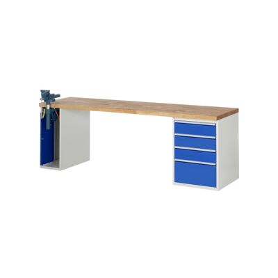 Établi Rau modèle 7510 avec 4 tiroirs et armoire l x p x h 2500x900x840mm (03-7510A2-259B4S.11) - Publicité Établi Rau modèle 7510 avec 4 tiroirs et armoire l x p x h 2500x900x840mm (03-7510A2-259B4S.11) - Publicité