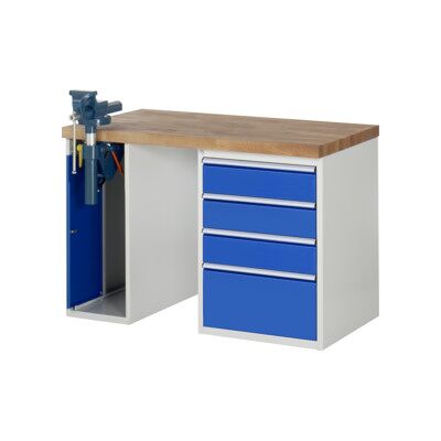 Établi Rau modèle 7510 avec 4 tiroirs et armoire LxPxH 1250x900x840mm (03-7510A2-129B4S.11) - Publicité Établi Rau modèle 7510 avec 4 tiroirs et armoire LxPxH 1250x900x840mm (03-7510A2-129B4S.11) - Publicité